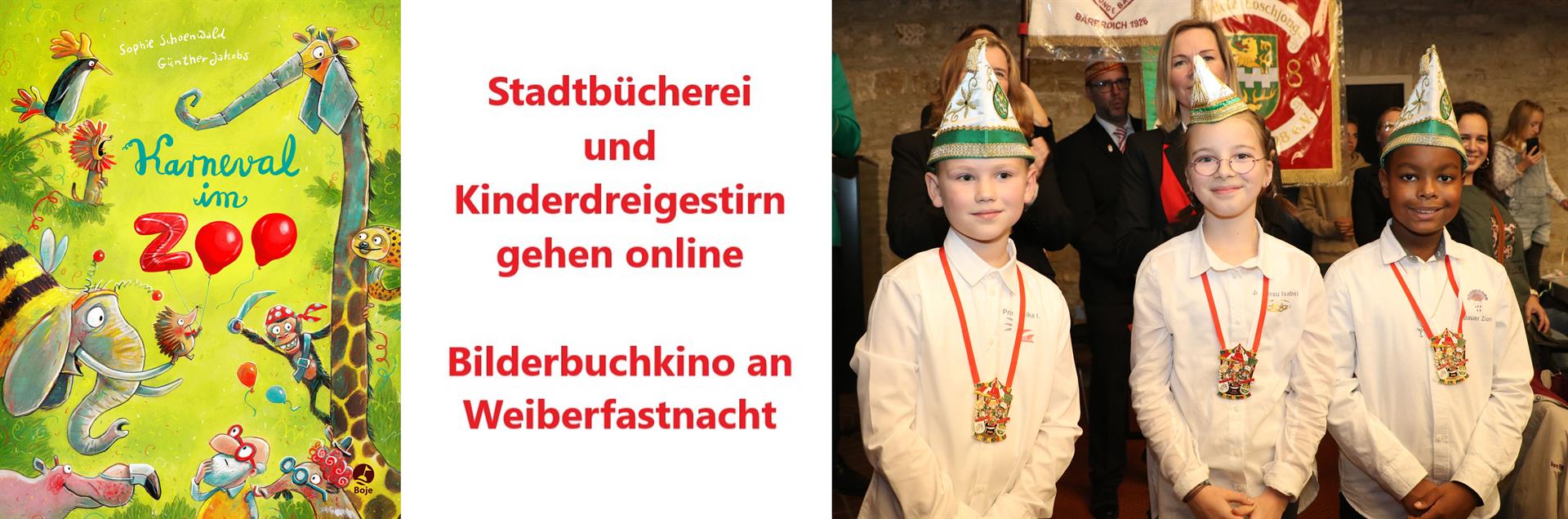 Kinderdreigestirn liest aus der Stadtbücherei - Online-Bilderbuchkino „Karneval im Zoo“
