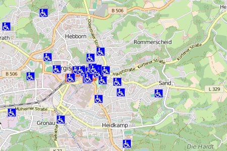 Behindertenparkplätze im Geo-Informations-System des Rheinisch-Bergischen Kreises 