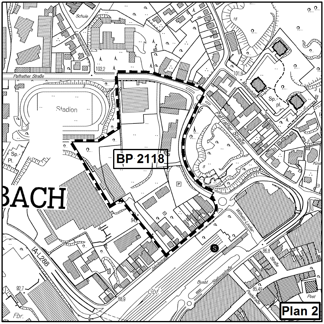 Übersichtsplan zum Bebauungsplan Nr. 2118 -Jakobstraße-