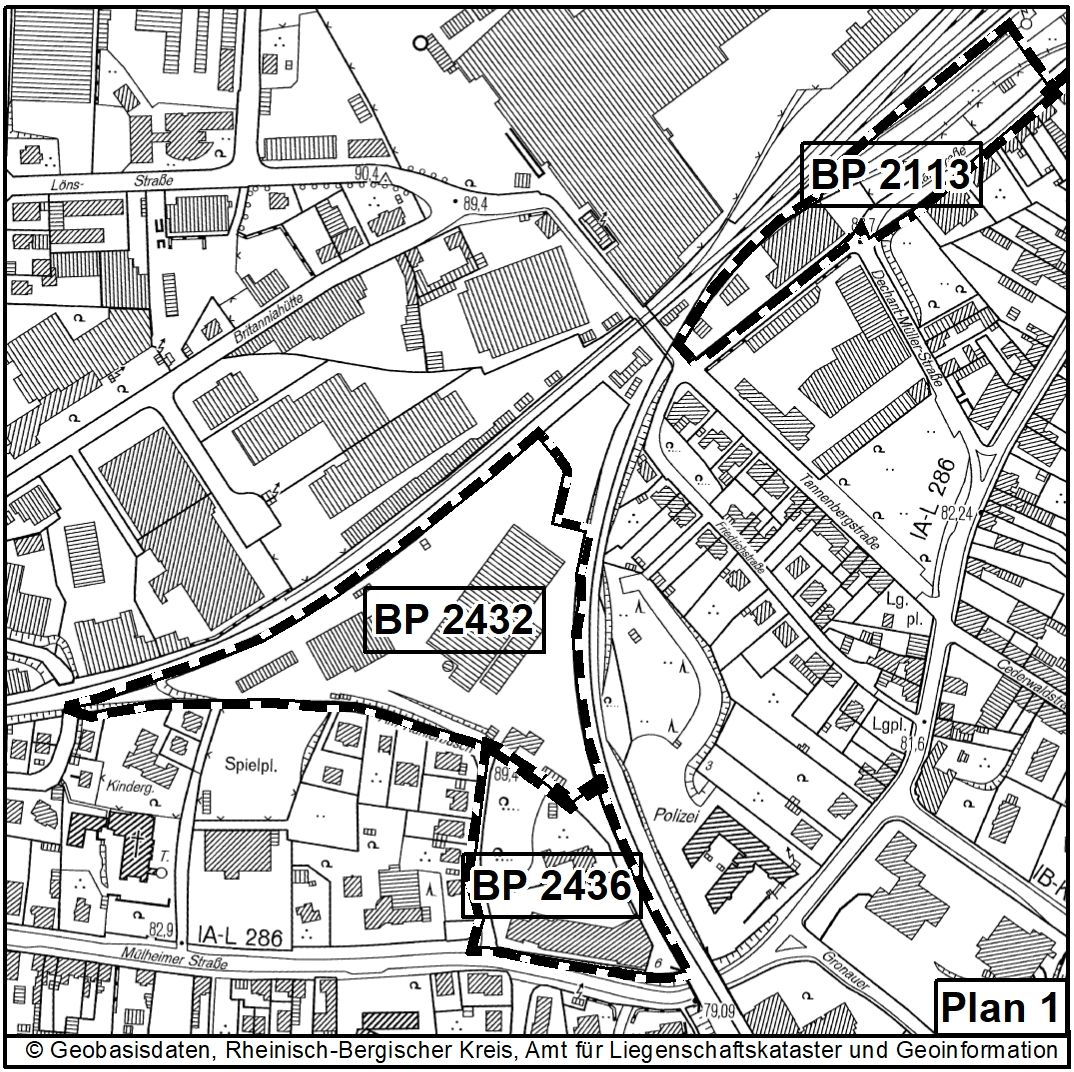 Übersichtsplan zum Bebauungsplan Nr. 2435 Gleisdreieck Aufhebungen