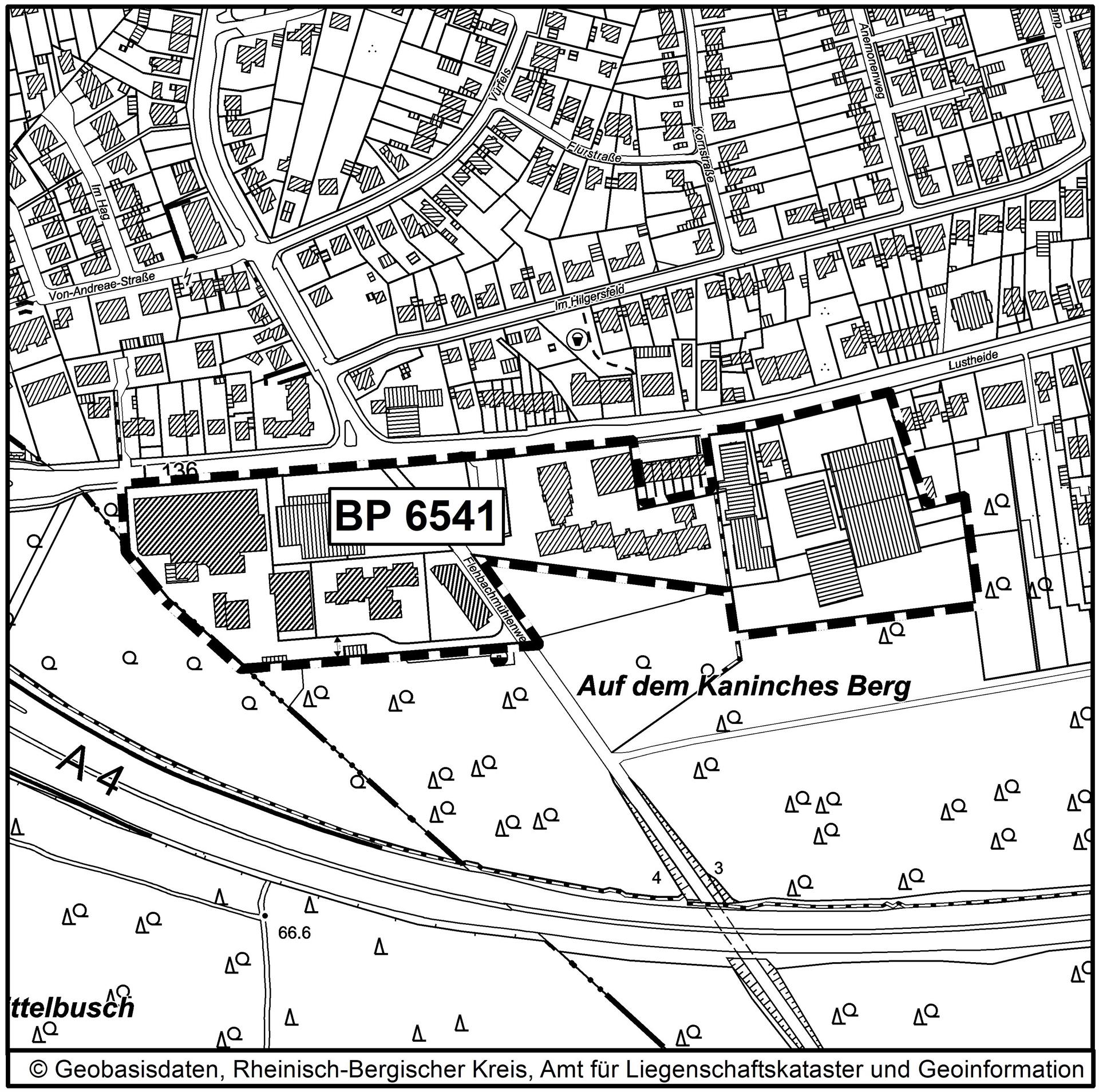 Übersichtsplan zum Bebauungsplan Nr. 6541 -Ortseingang Lustheide-