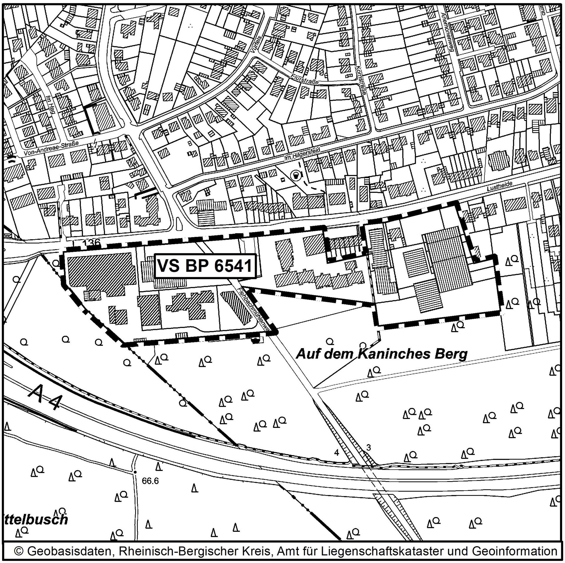 Übersichtsplan zur Veränderungssperre für den Geltungsbereich des Bebauugsplans Nr. 6541 -Ortseingang Lustheide-