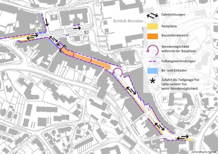 Kreuzungsbereich Schloßstraße – Nikolausstraße öffnet nach Umbau am 21. Juni
