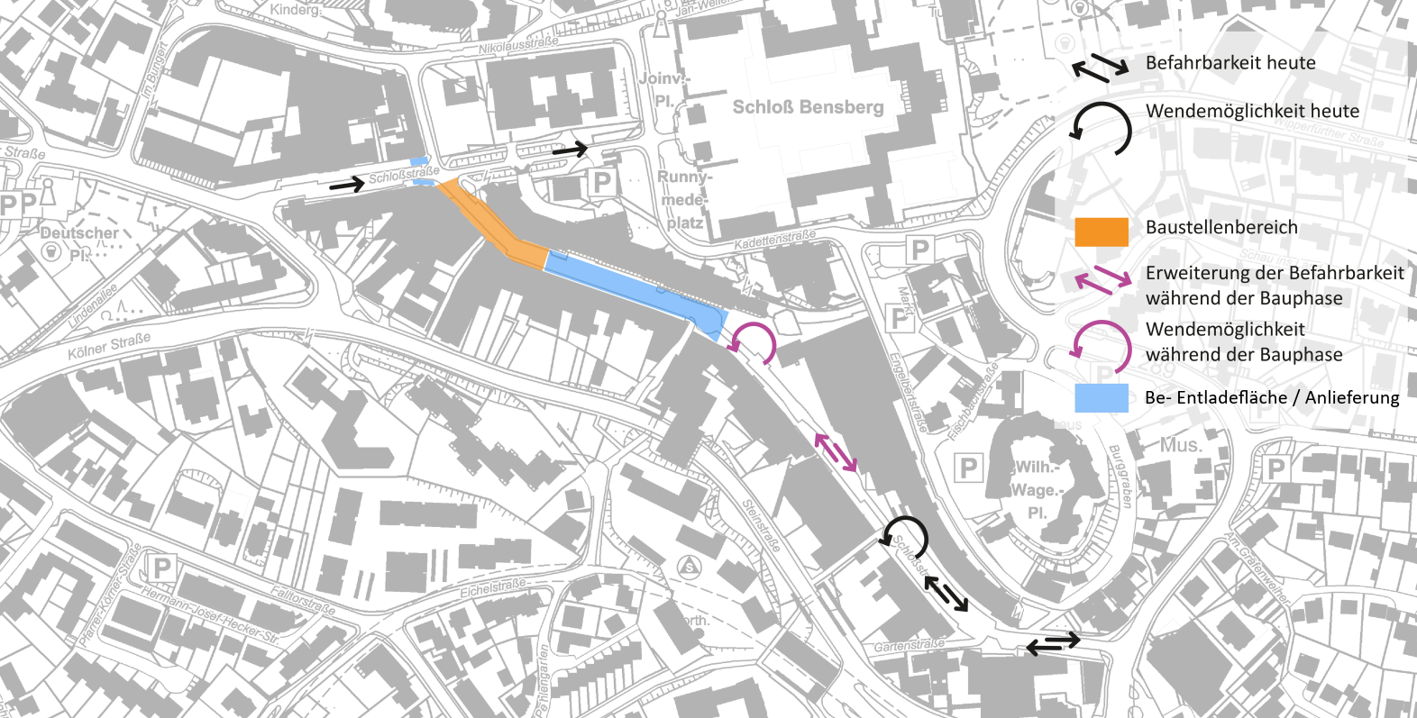 Neugestaltung der Bensberger Innenstadt – Abbrucharbeiten im nächsten Bauabschnitt starten in 2. Kalenderwoche, Herausnahme des Verkehrs in 3. Kalenderwoche