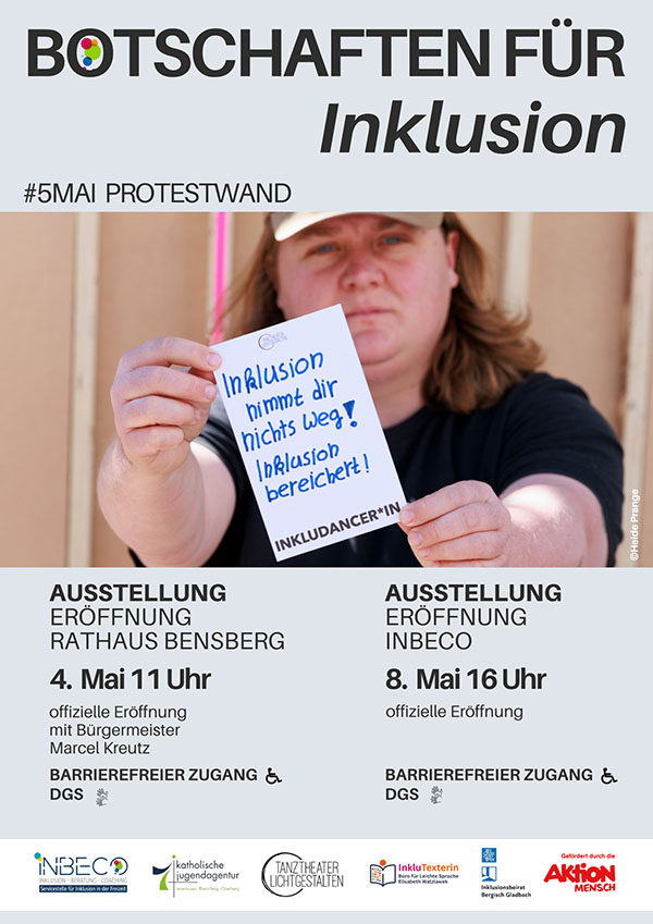 „Botschaften für Inklusion“: Ausstellungseröffnung im Rathaus Bensberg am Montag, den 4. Mai