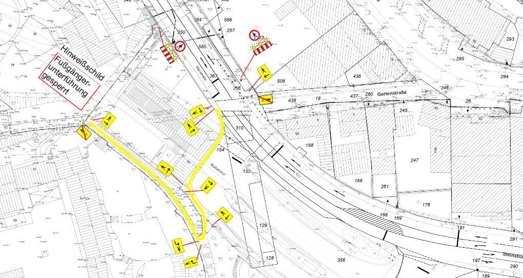 Sanierungsarbeiten an der Unterführung Steinstraße zur Stadtbahnhaltestelle Bensberg