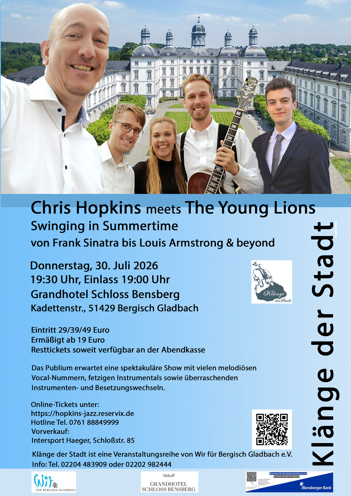 Klänge der Stadt: Chris Hopkins meets The Young Lions im Bensberger Schloss – Swinging in Summertime