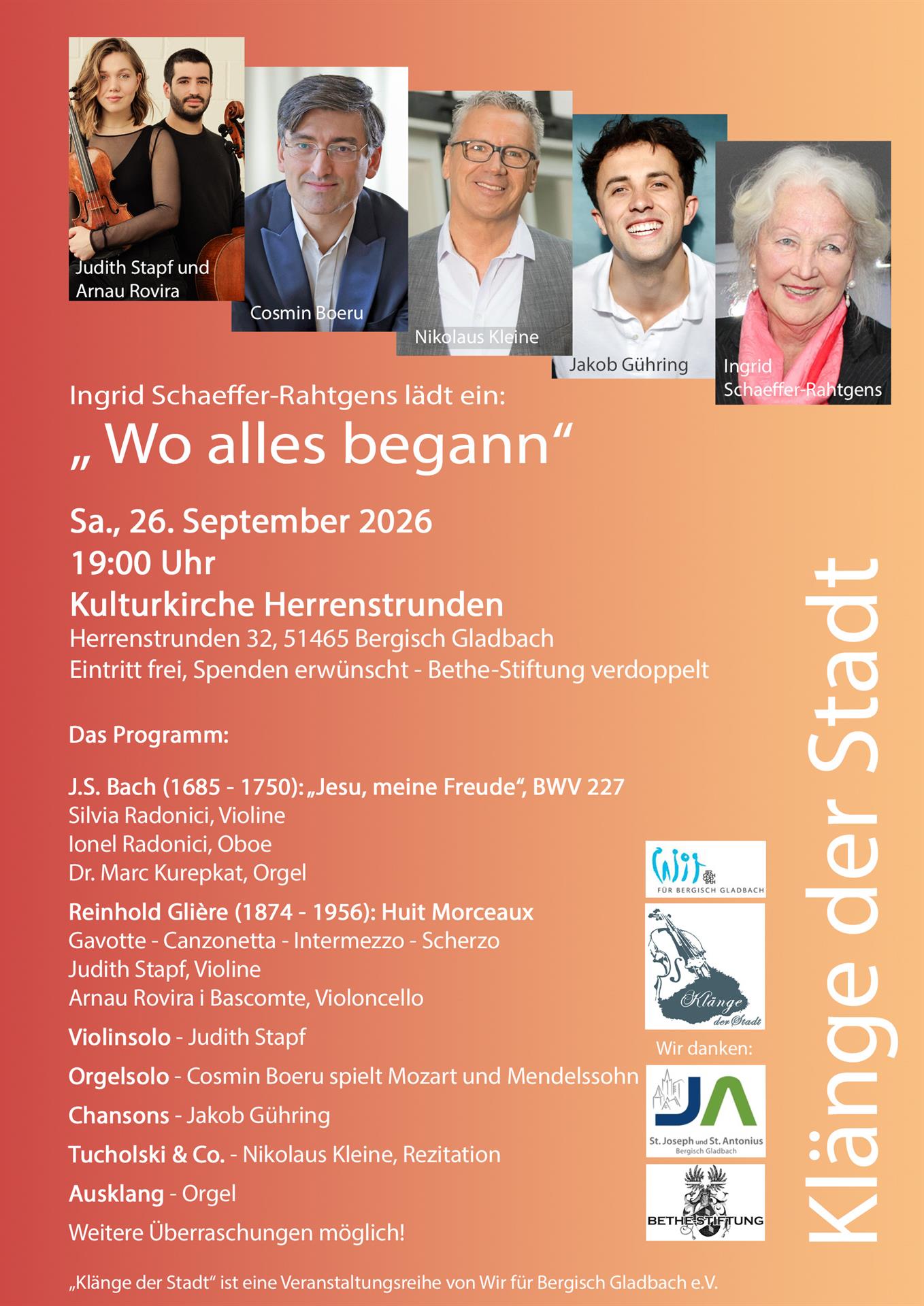 50 Jahre Konzertorganisation – 12 Jahre „Klänge der Stadt“