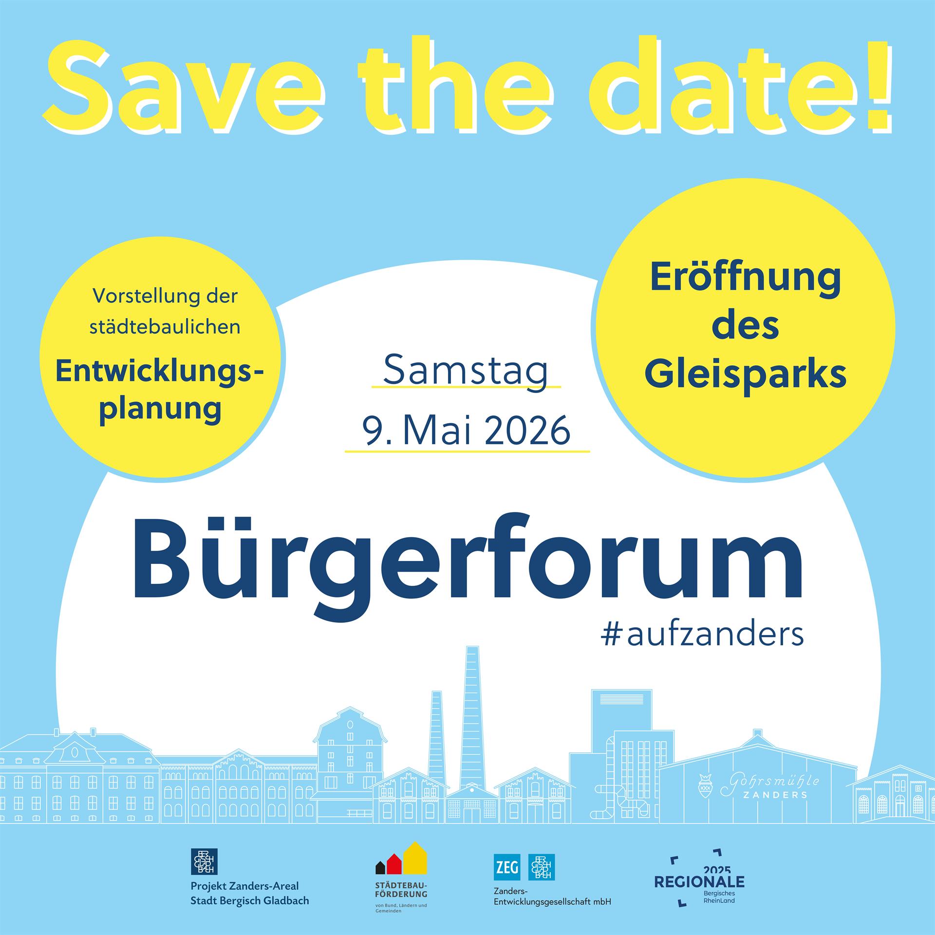 Bürgerforum auf dem Zanders-Areal am Samstag, den 9. Mai 2026