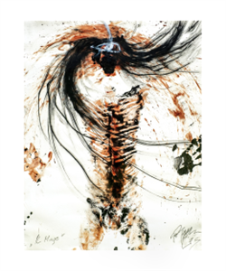 Peter Gilles, Il Mago, 1995, Blut und Kohlestift auf Papier, 109 x 77 cm © VG Bild-Kunst, Bonn 2026,  Foto: Eberhard Hahne